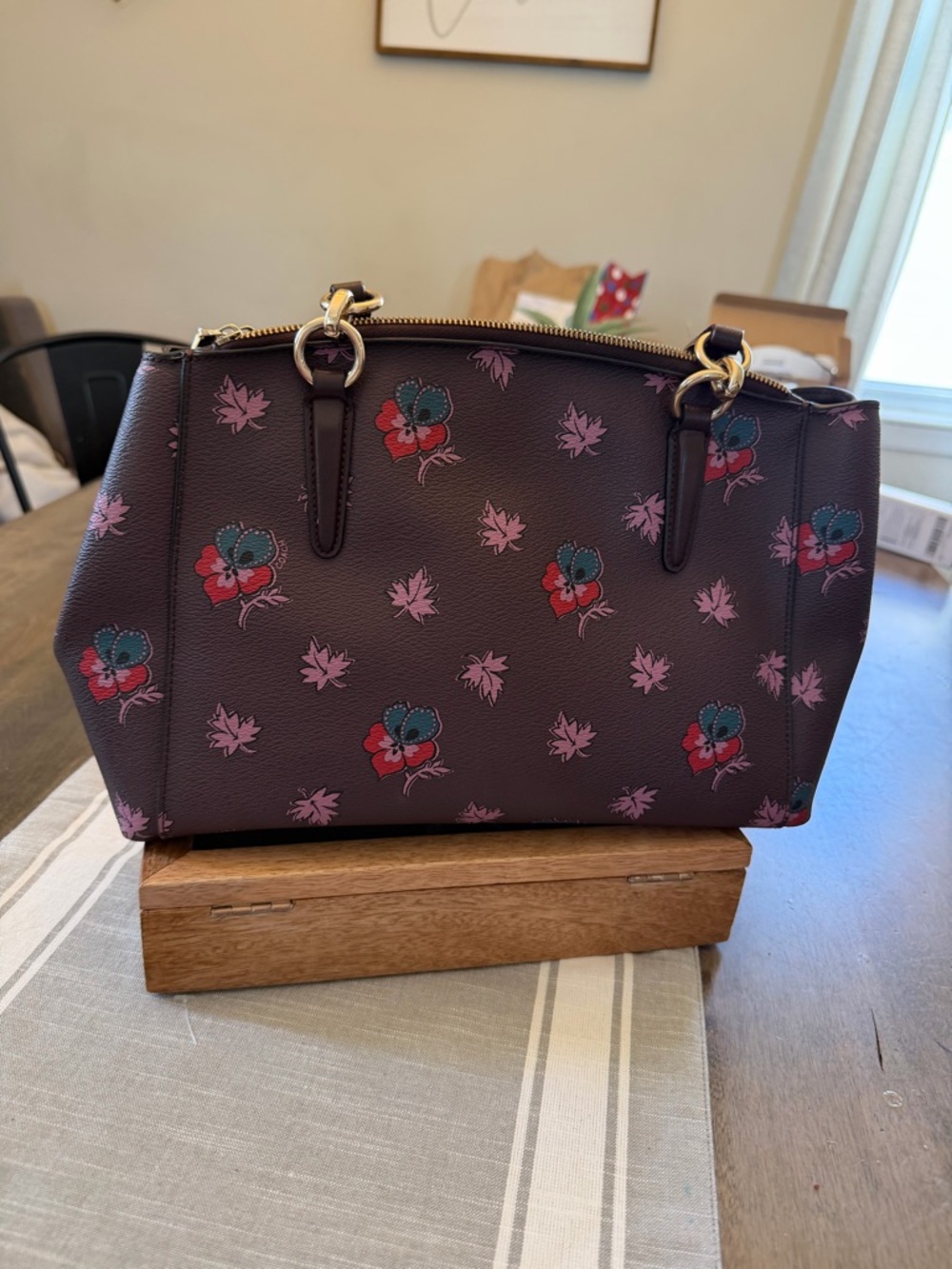 Coach Christie Carryall Floral Print Satchel Brown Multi F1792 Crossbody EUC - Picture 2 of 12